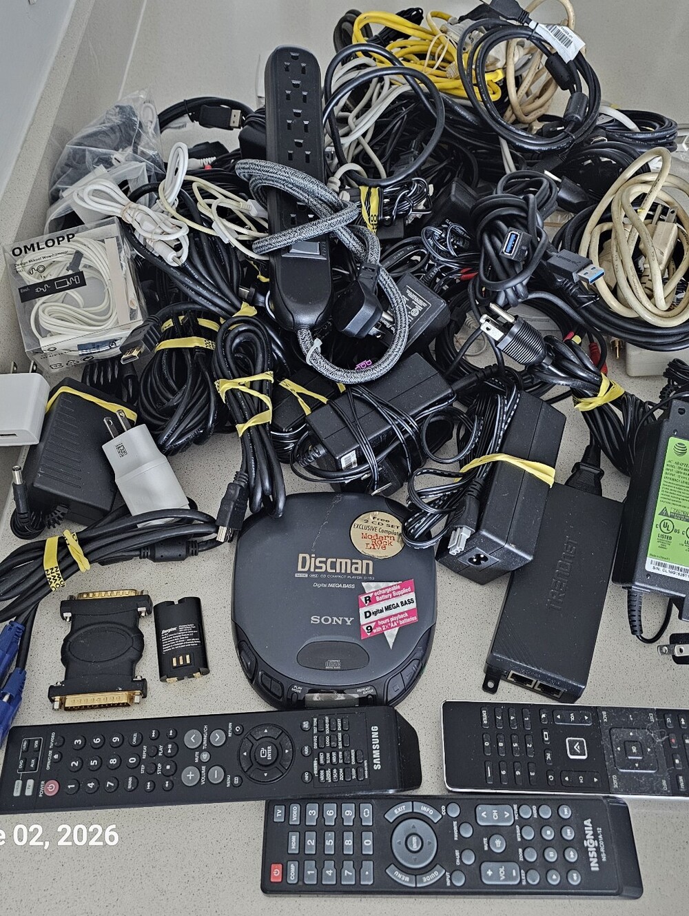Electronic Accessory Lot Chargers Cable Cords Walkman CD Plugs HDMI Adapters